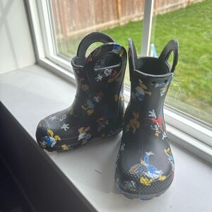 CROCS Kids Cartoon Character Rain Boots - Black Multi